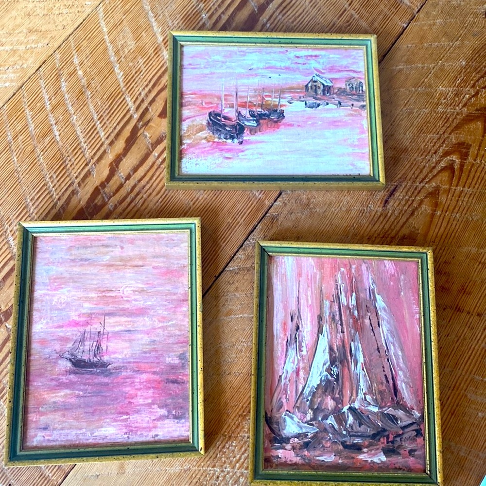 Original Acrylic Paintings by Local Alabama Artist set of 3- boho